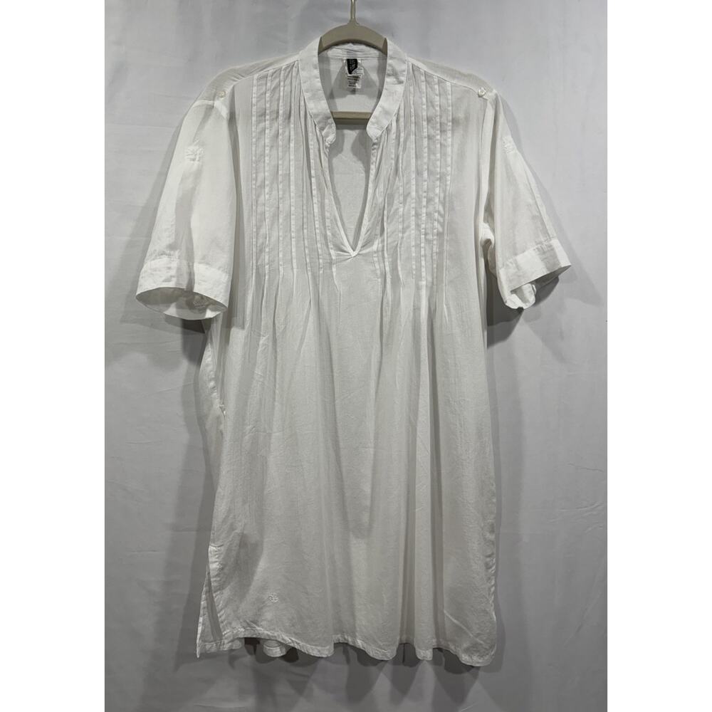 Lauren Ralph Lauren White Cotton Casual Dress Coverup Medium Preppy!
